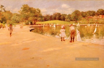 Bateau LilliputienLac impressionnisme William Merritt Chase Peinture à l'huile
